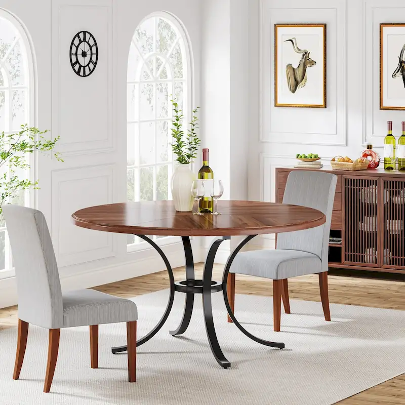 47 inch Round Dining Table Circle Dining Room Table for 4 People