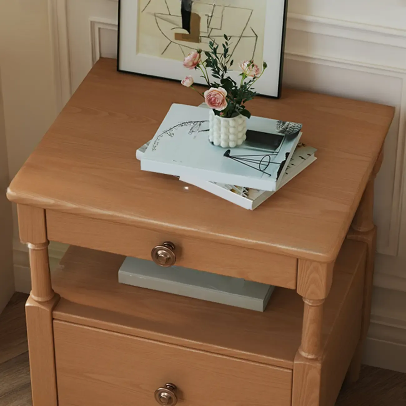 Classic Rectangular 3 Layers Wood Black Nightstand