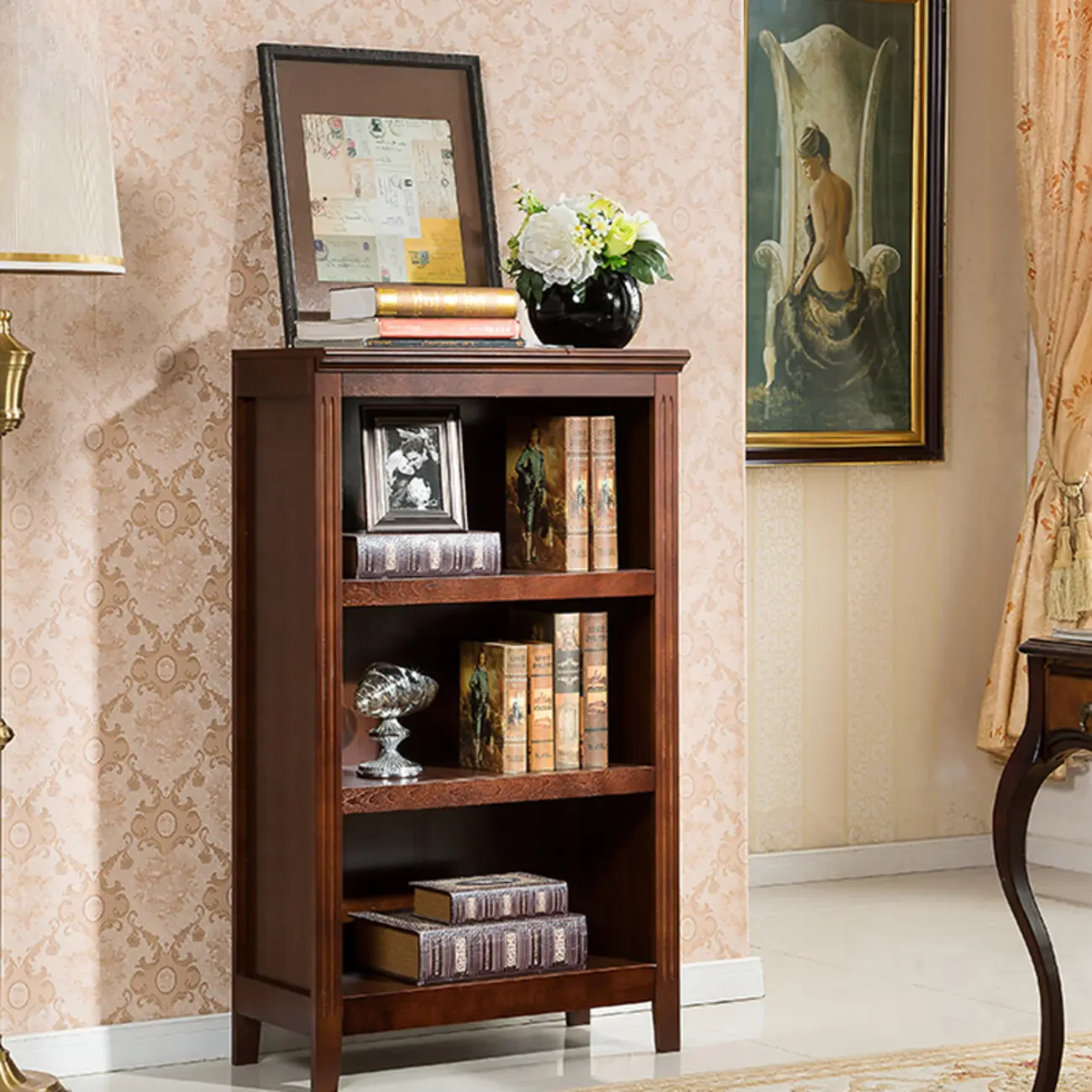 Classic Birch Wood 5-Tier Vertical Barrister Bookcase