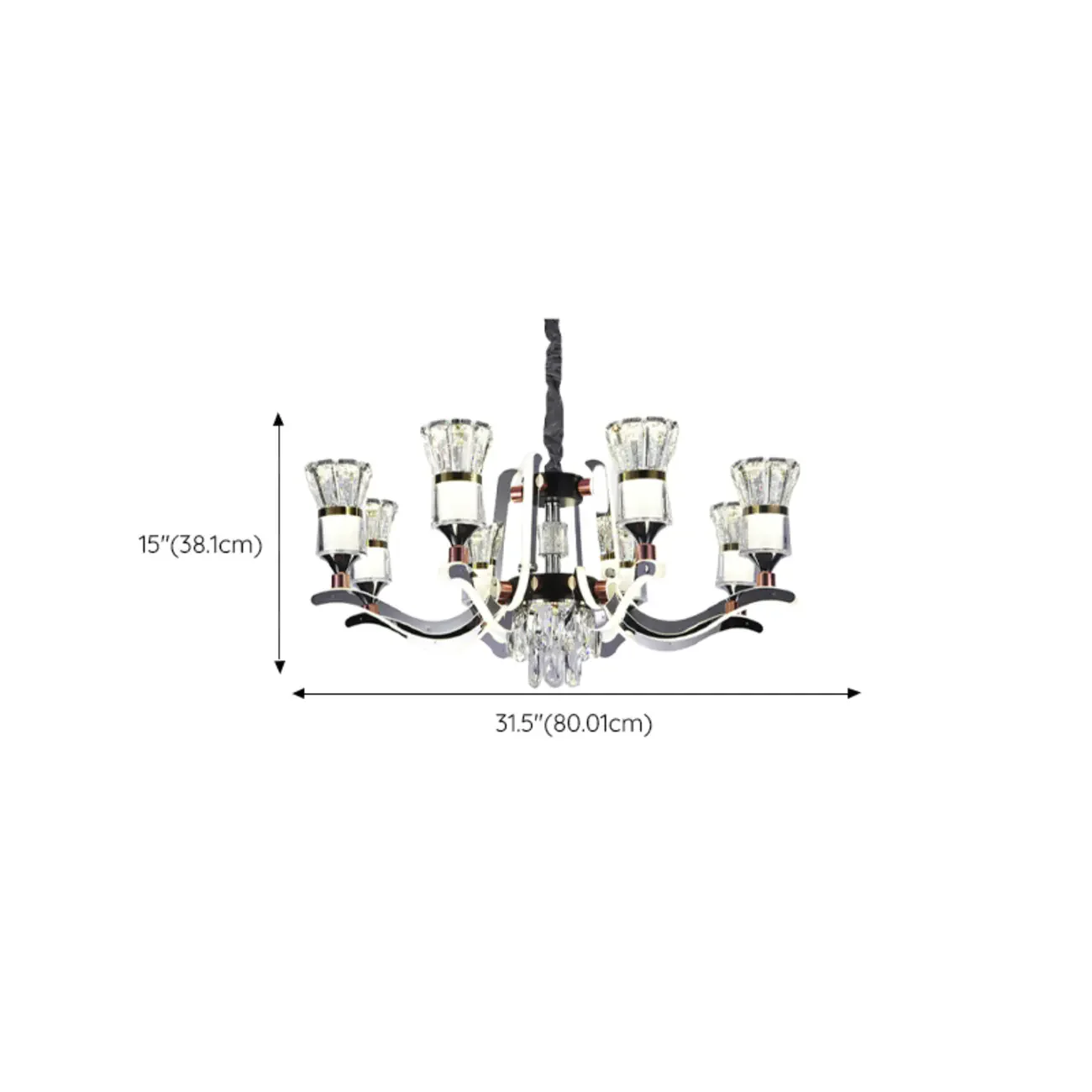 Luxury Chrome Tier Crystal Chandelier Modern Dimmable LED