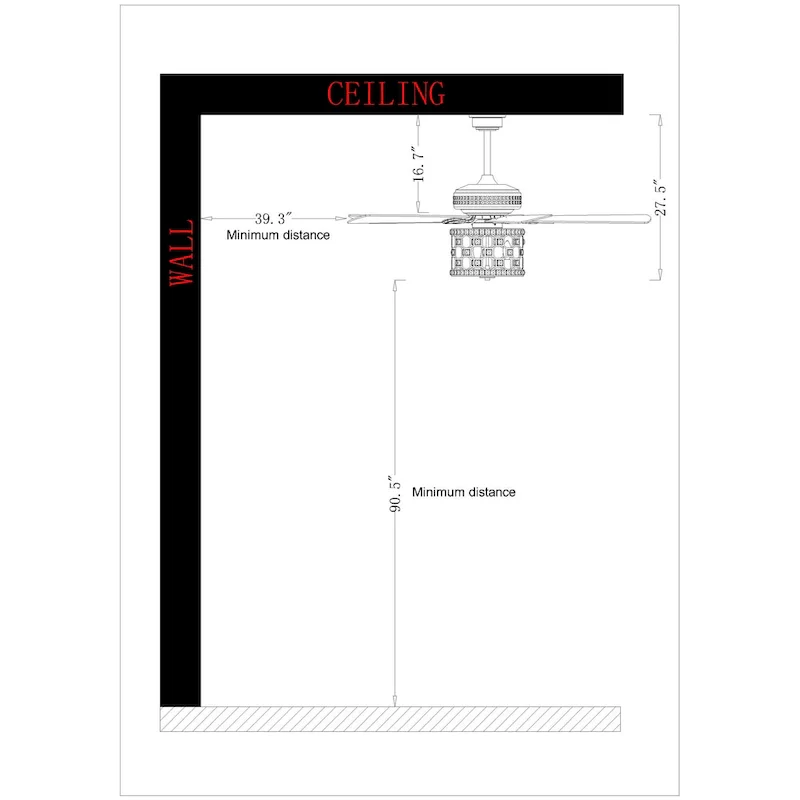 Adsila 52 Inch Matte Gold Glam Crsytal Ceiling Fan with Remote - N/A