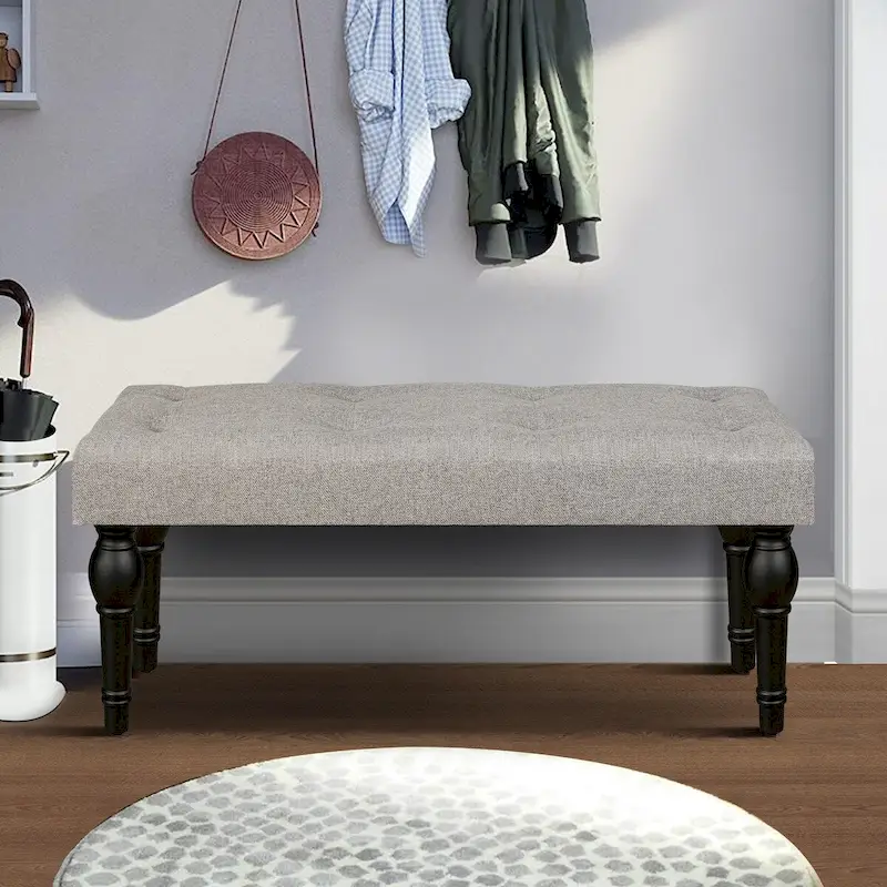 Bench 4-thickened Roman Column Feet French Upholstered Bedside Bench For Bedroom Living Room Entryway