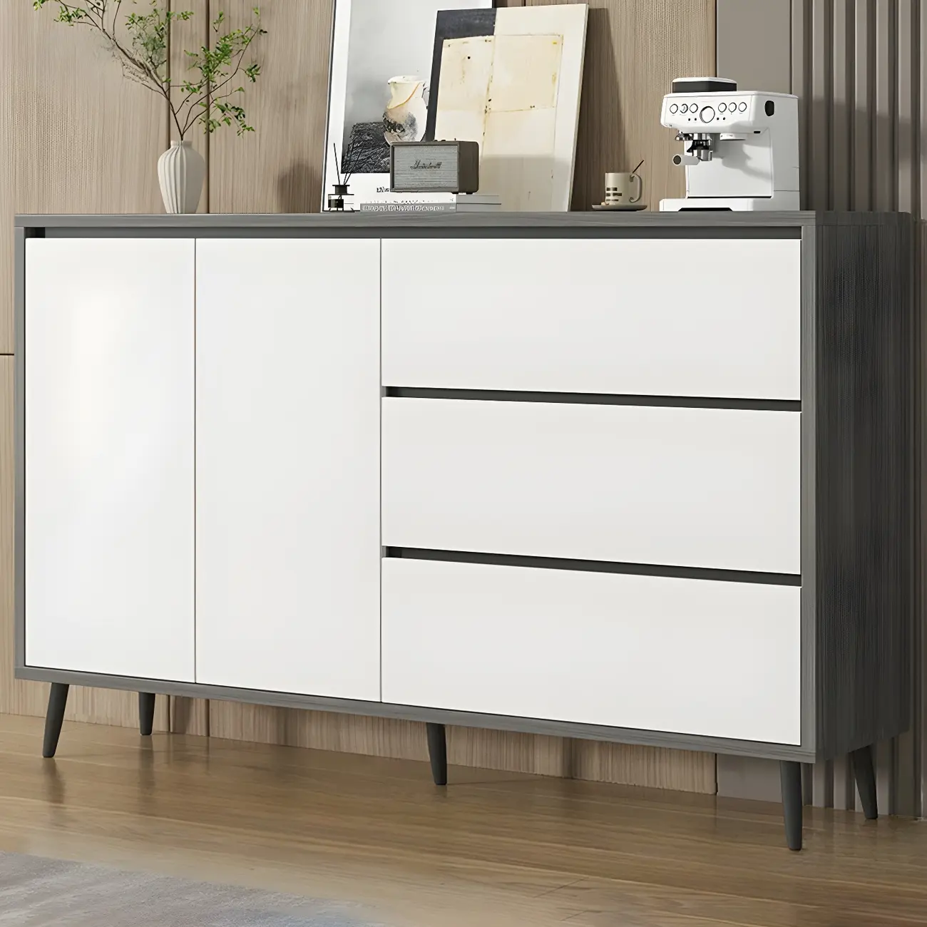 Modern Wooden Sideboard with Multi-Drawers and Cabinets