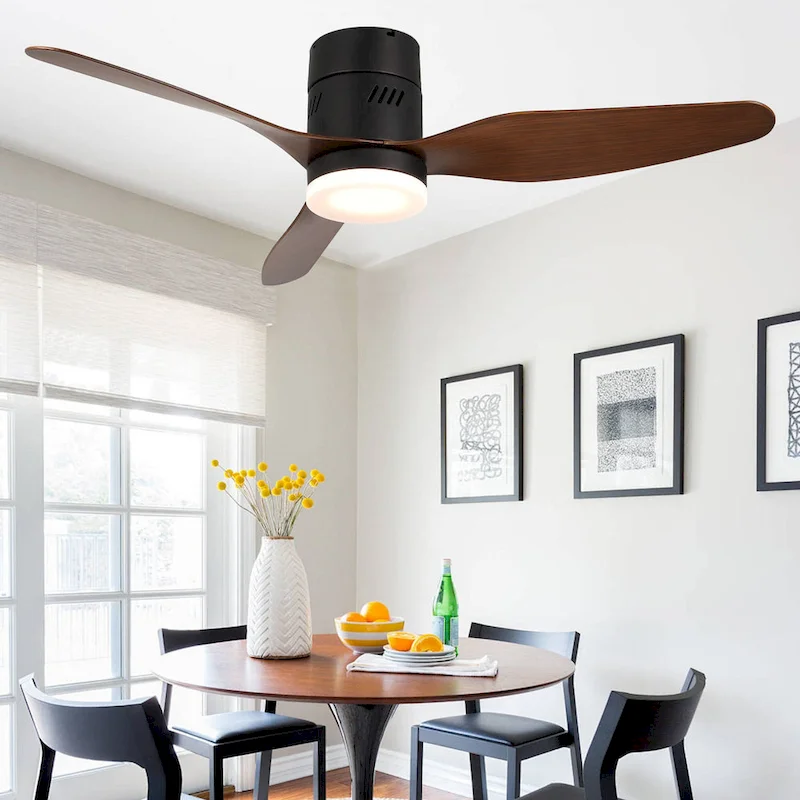 Bella Depot 46  Flush Mount Ceiling Fan with LED Light and Remote 6-Speed Reversible Fan
