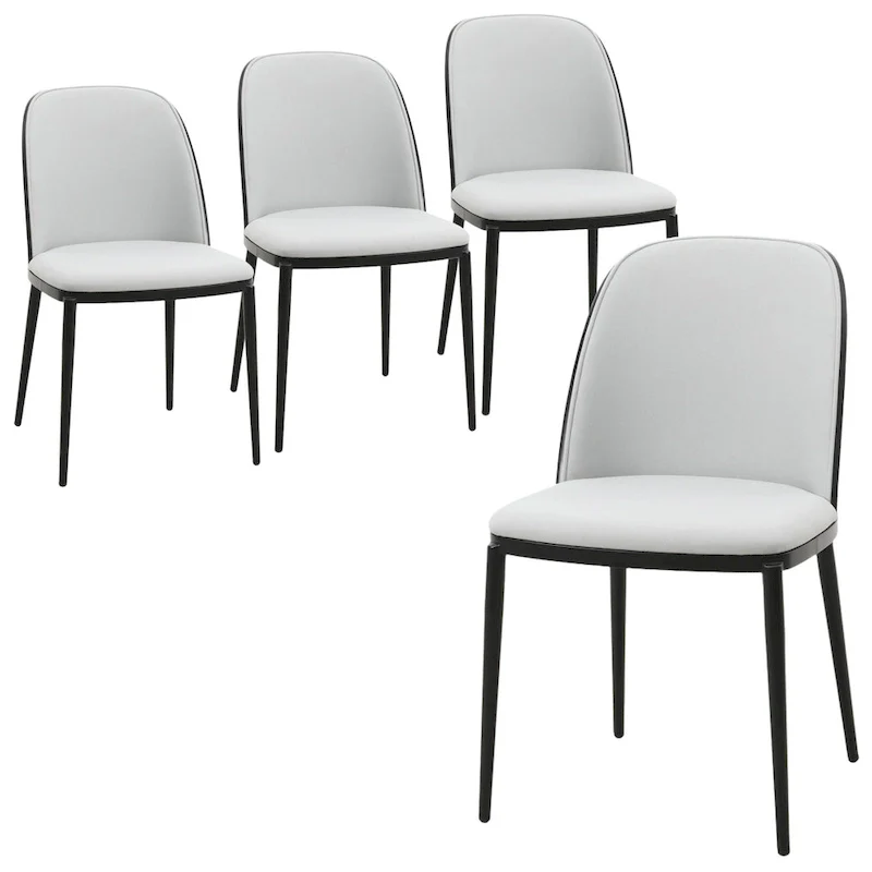 Dining Chair with Upholstered Seat Side Chair with MDF Wood Frame in Steel Set of 4