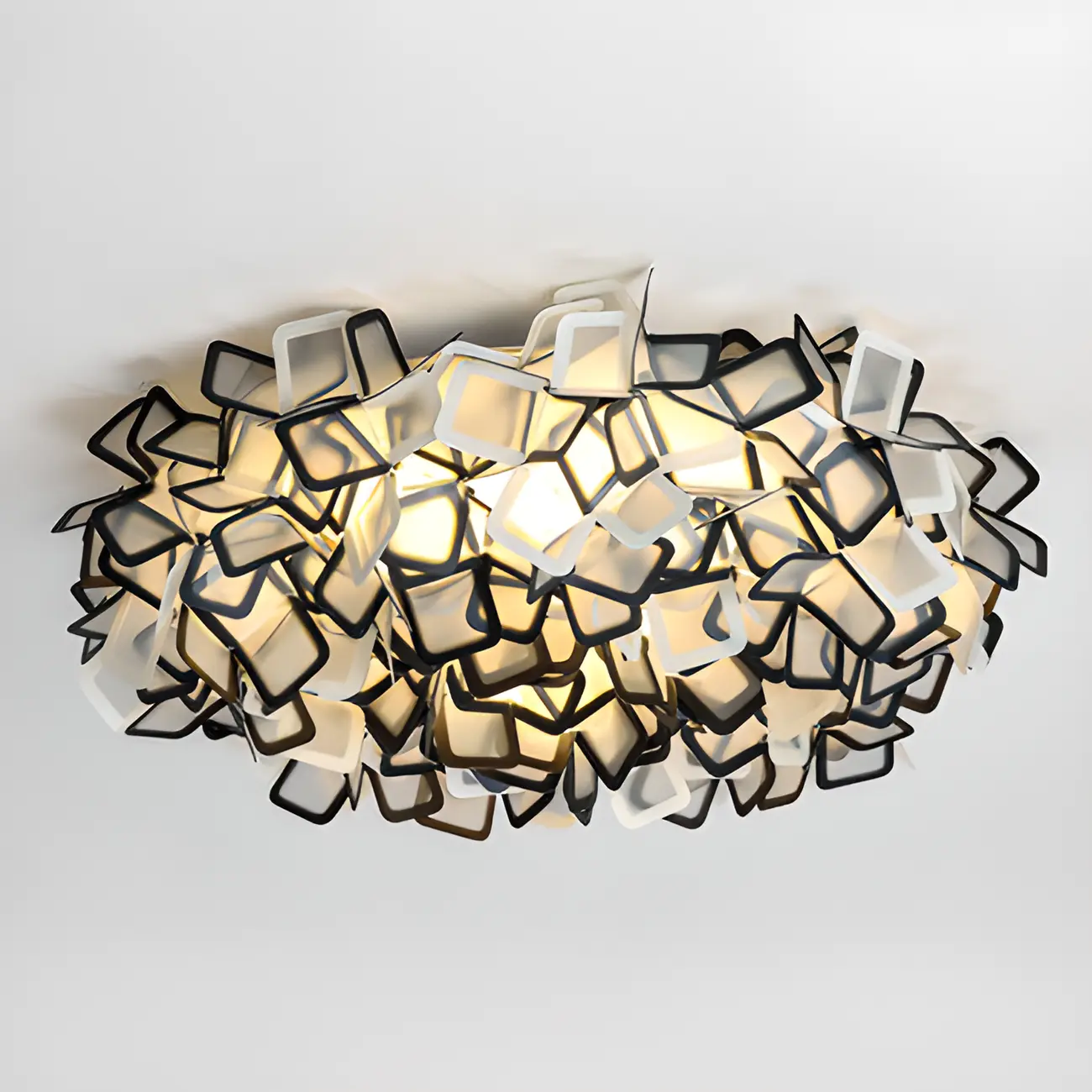 Art Deco White Geometric Plastic LED Flush Mount Ceiling Light