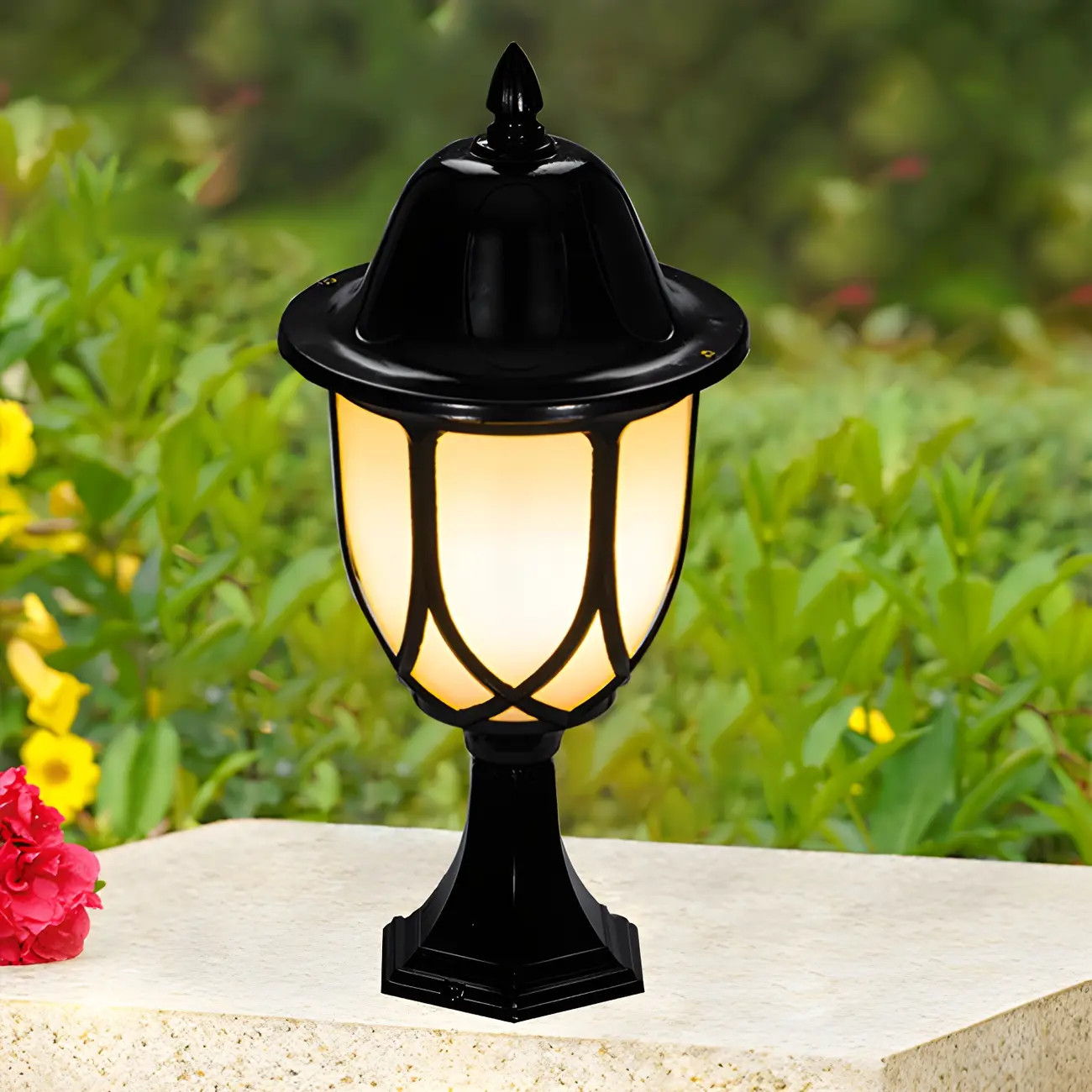 Retro Metal Black Glass Outdoor Post Lights