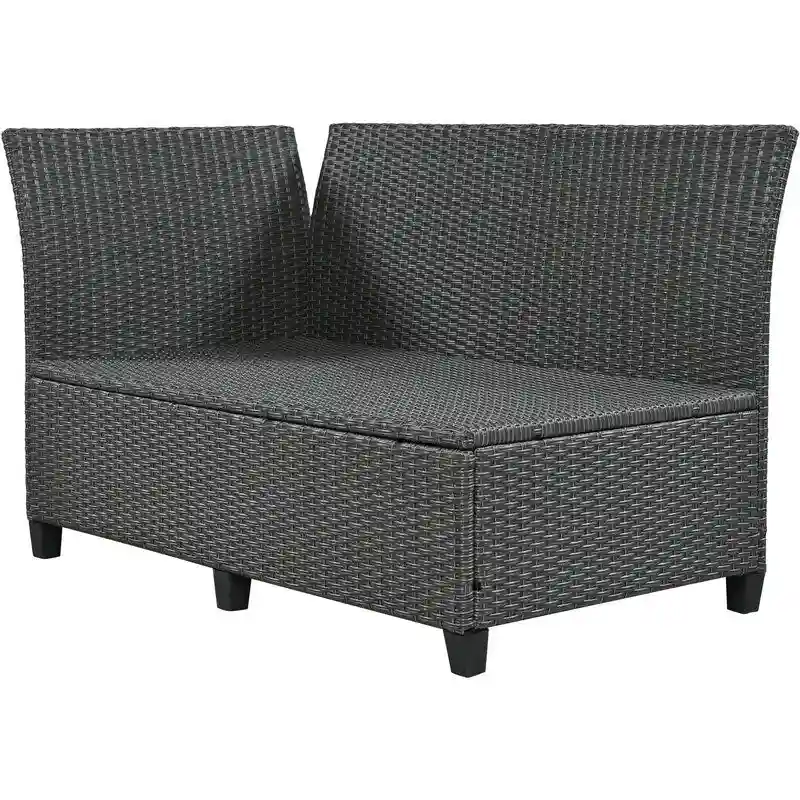 5-Piece L-Shaped Patio Rattan Sofa Set with 2 Extendable Side Tables