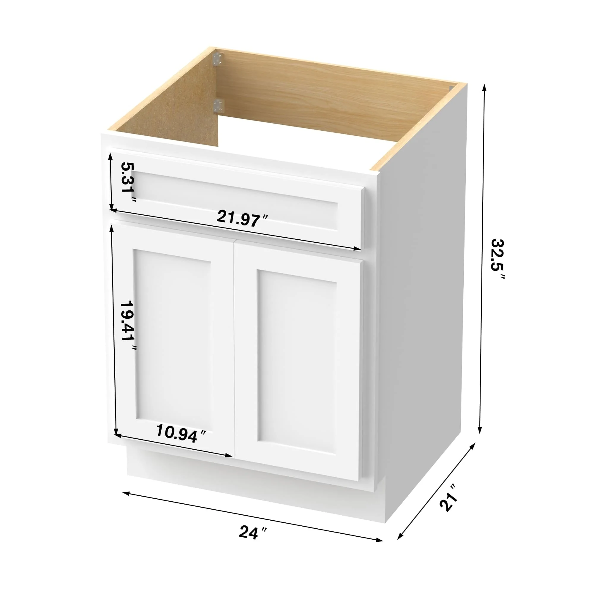 Vanity Art 24-inch Solid Wood Single Sink Bathroom Vanity Cabinet