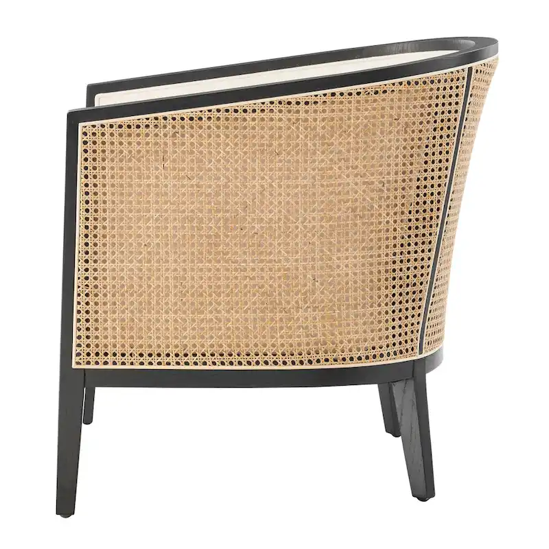 Tillman Linen Accent Arm Chair with Rattan