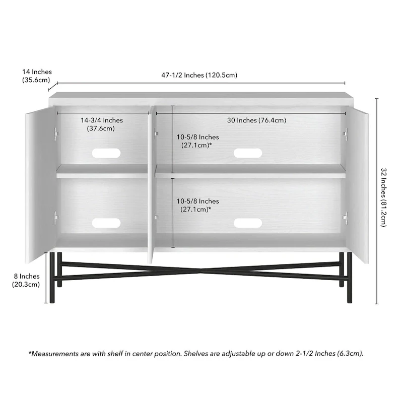 Brighton 48   Wide Rectangular Buffet Table - 47.5   Wide