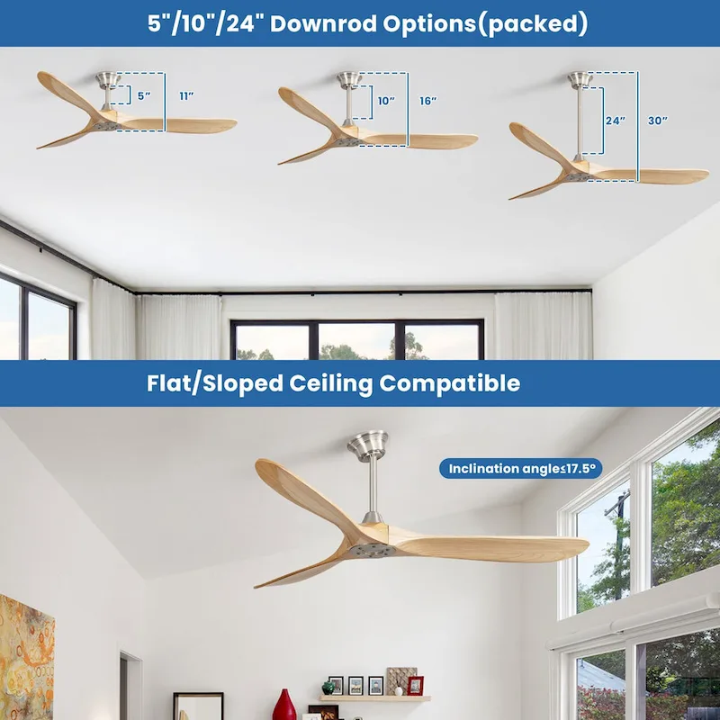 60  Smart Ceiling Fan without Light,Nickel downrod with Plastic Blades