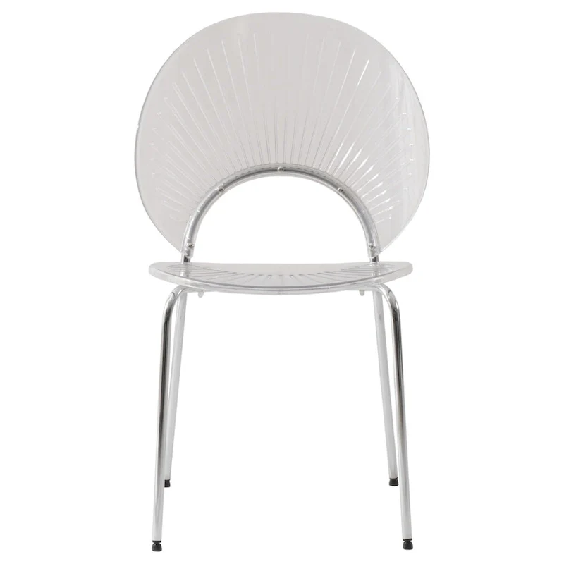 LeisureMod Opulent Plastic Dining Side Chair in Chrome Base