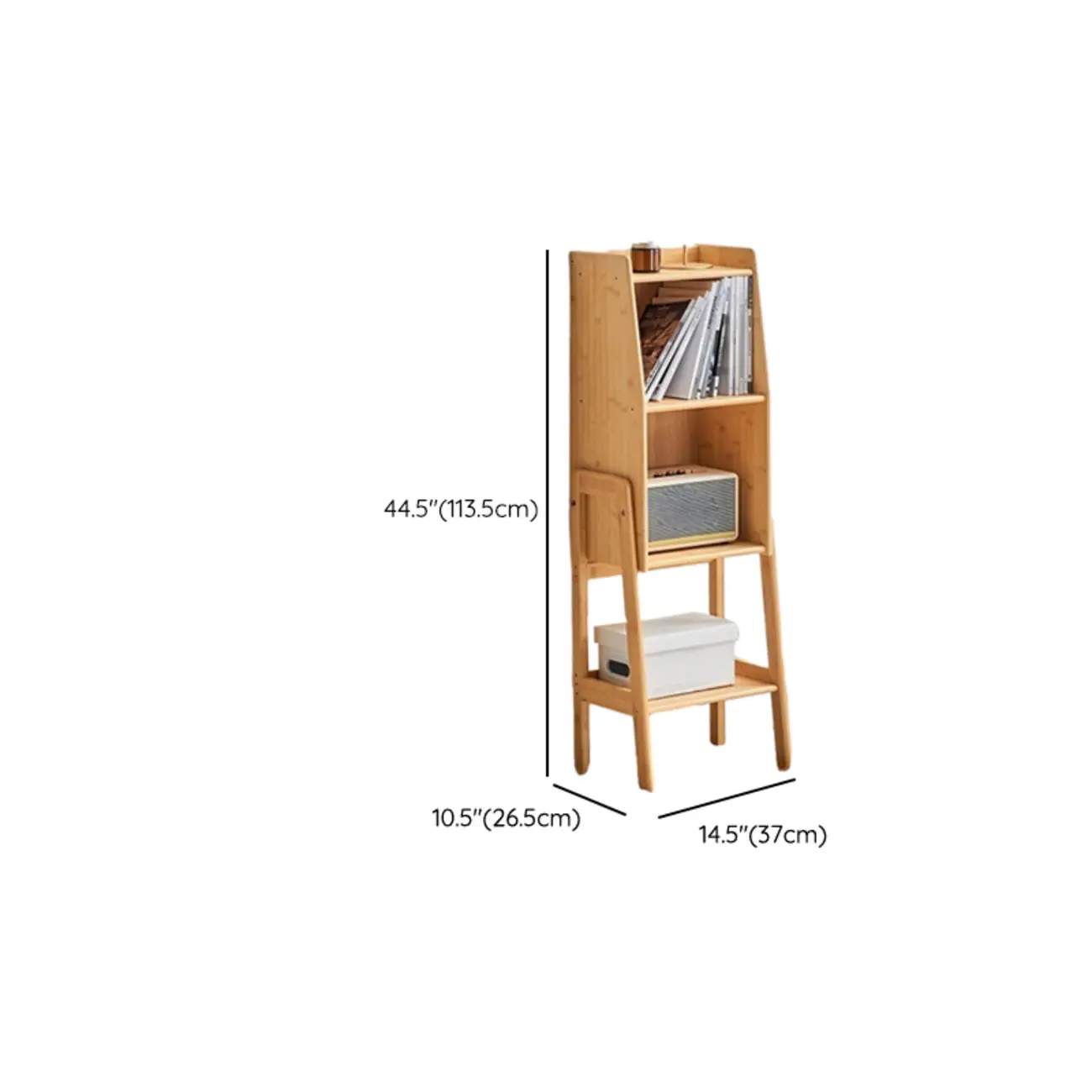 Antique Modern Wood Narrow Ladder Bookcase