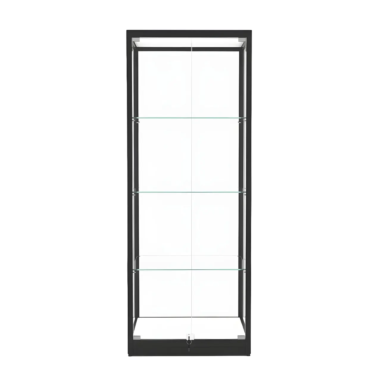 Modern Glass Black Curio Cabinet with Adjustable Shelves