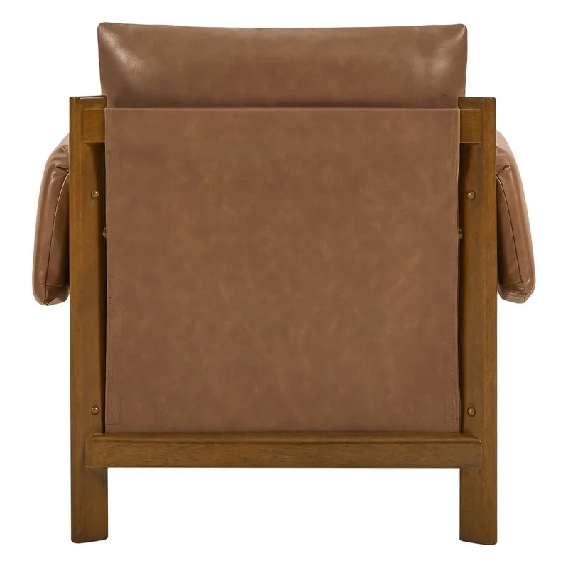 Carol Mid Century Modern Upholstered Accent Arm Chair with Wood Legs