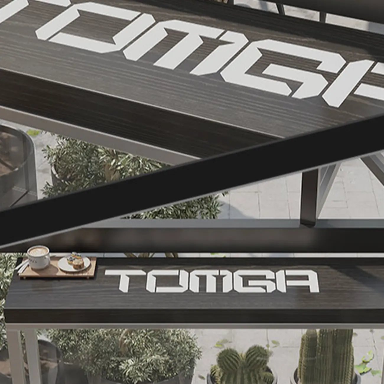 Steampunk Midnight Black Bar Table Set with Backless Stools