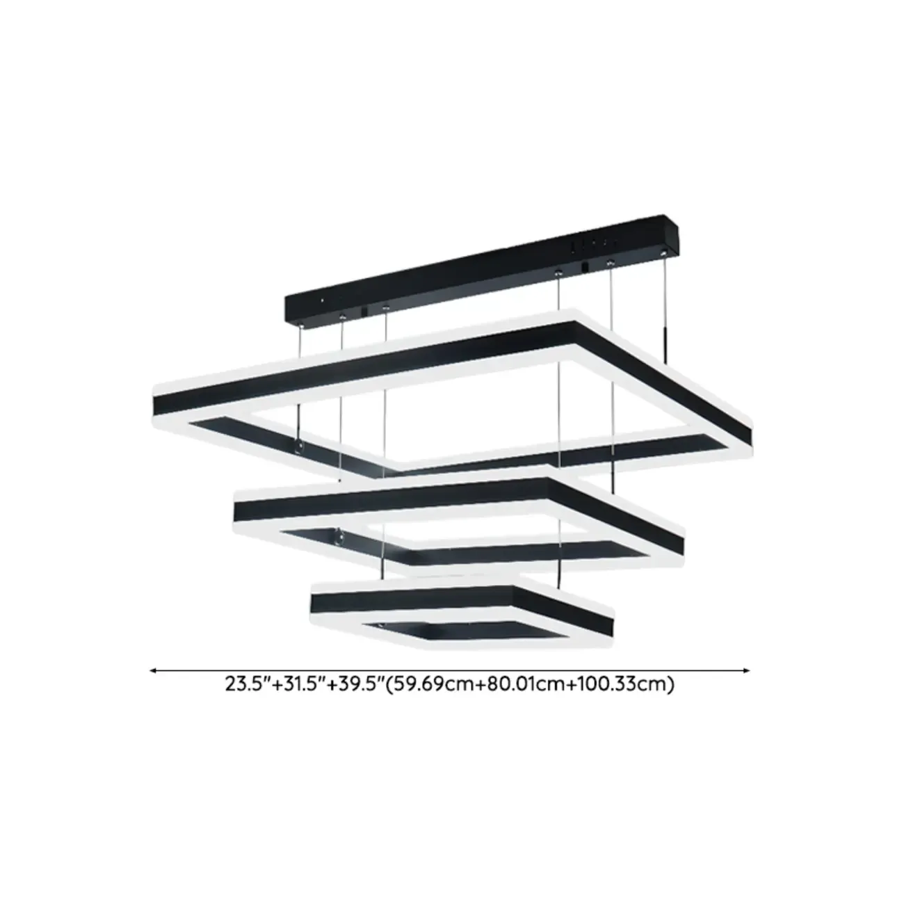 Modern 3-Tier Linear Square Dimmable LED Chandelier