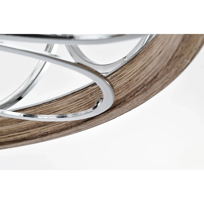 Ofelia 24-inch Chrome and Faux Wood 6 Lights 3 Blades Lighted Ceiling Fan with Remote