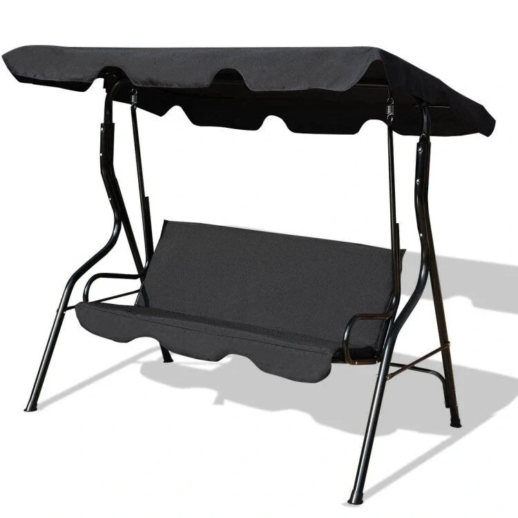 3 Seat Outdoor Patio Canopy Swing with Cushioned Steel Frame - 67.5 x 43.3 x 60.5(L x W x H)