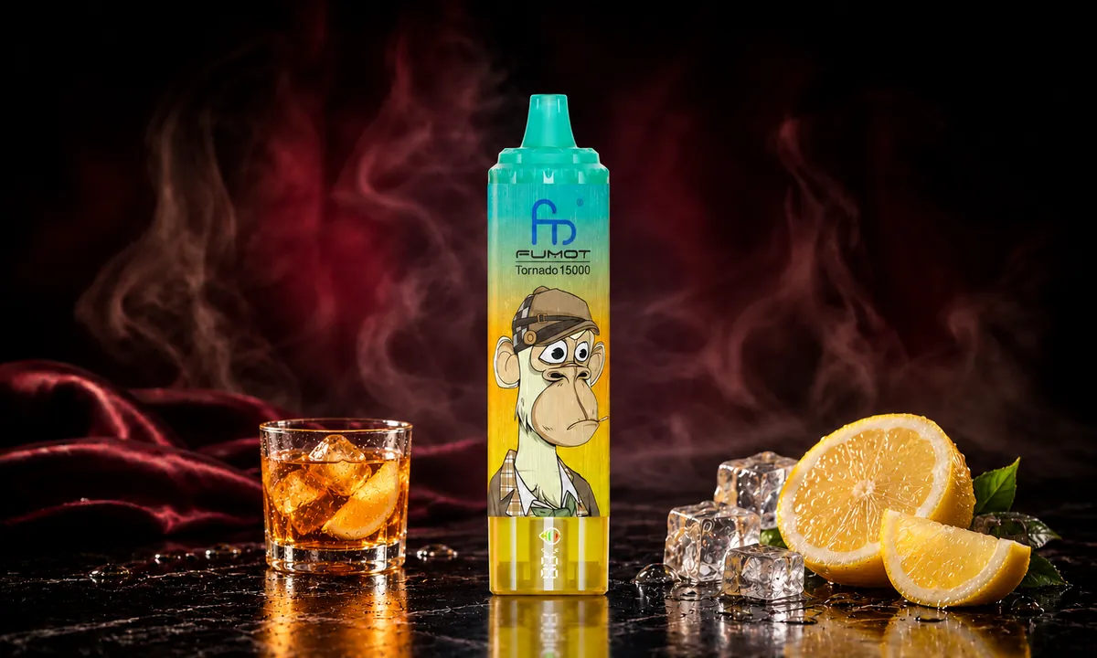 FUMOT Tornado 15000 Ice Tea Lemon Ice – E-Zigarette in einer atmosphärischen Produktszene