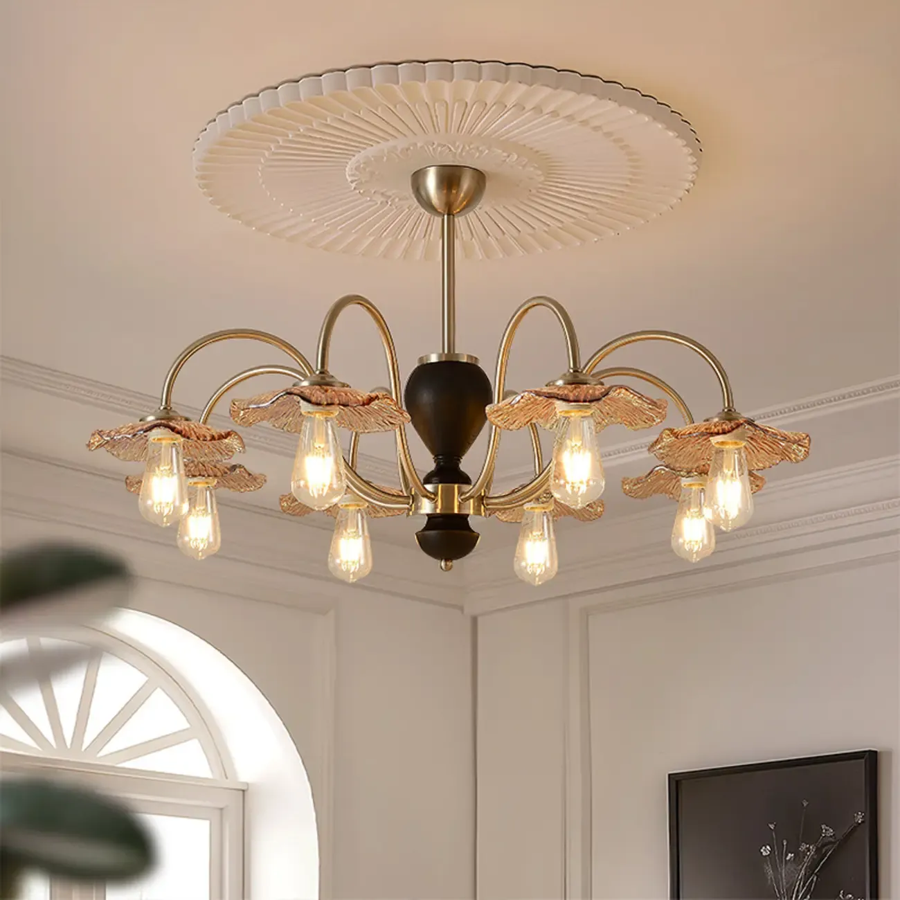 Retro Geometric 6/8 Lights Glass Chandelier in Chrome