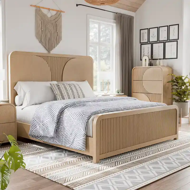 Furniture of America Adrienne Modern Rustic Solid Wood Fluting Panel Bed