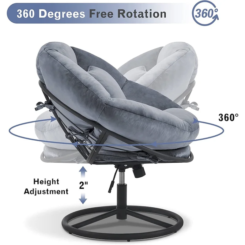 MCombo Gas Lift Swivel Papasan Chair with Height Adjustment, Velvet HQ405