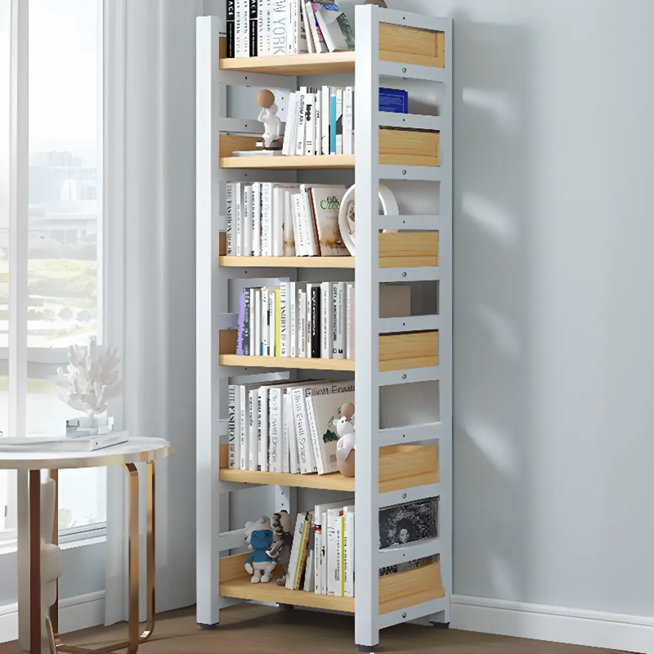 Modish Multi-Layer Open Back Wooden Tall Bookshelves