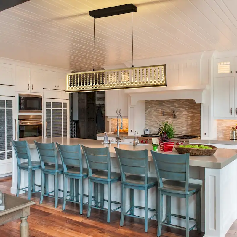 39.8 in.4-Light Modern Farmhouse Linear LED Crystal Chandelier Kitchen Island Pendant Lighting - 39.8 in.