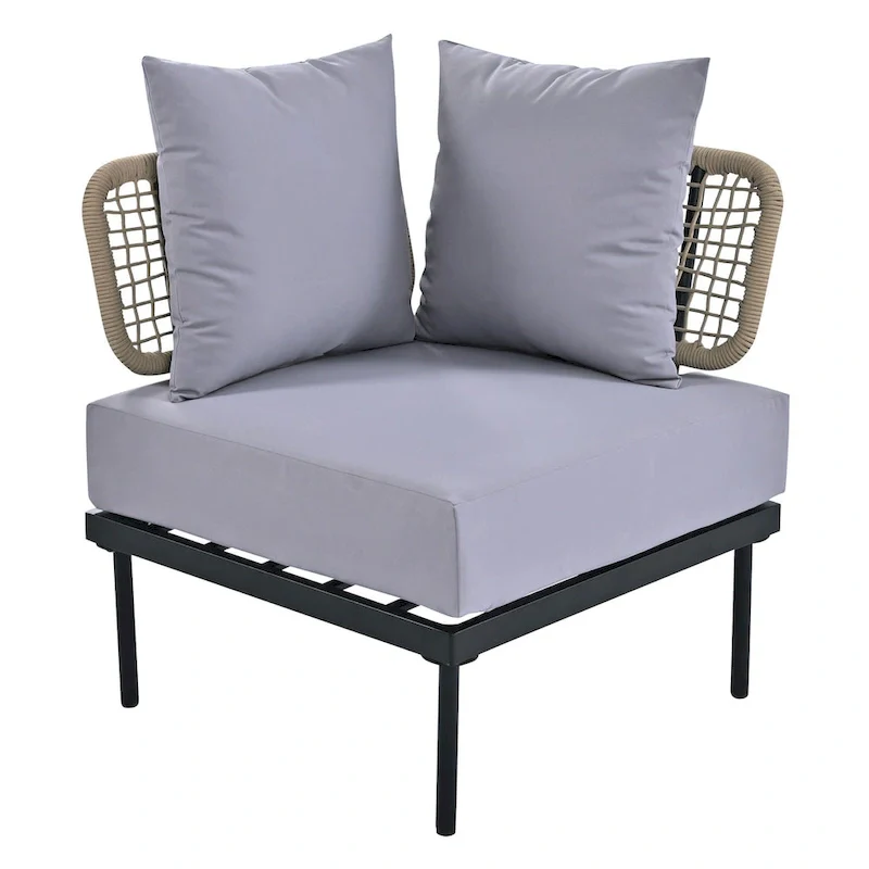 8-Piece Patio Sectional Sofa Set with Tempered Glass Coffee Table