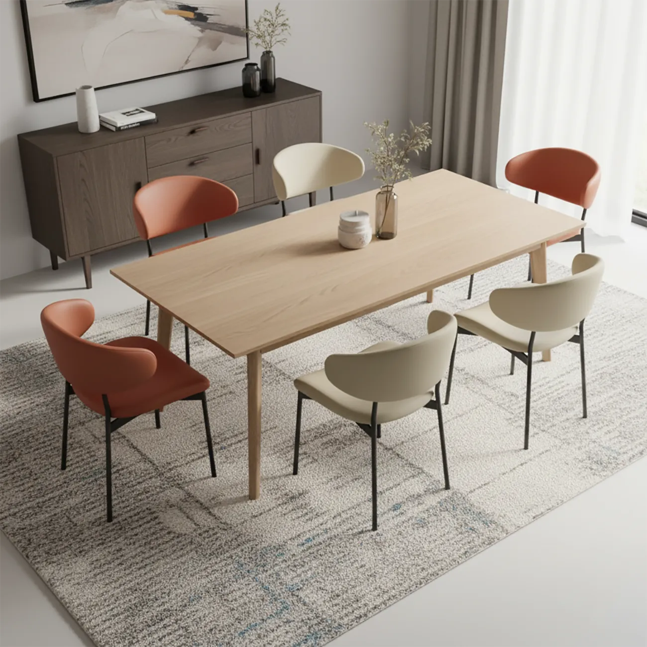 Contemporary Upholstered Curved Armless Dining Chairs