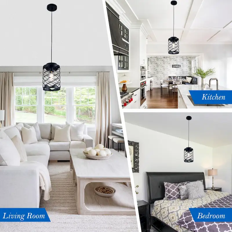 CurveCurio 7  Wave Design Matte Black Modern Industrial Pendant Light Single Light-E26 Base - 7  * 7  * 14