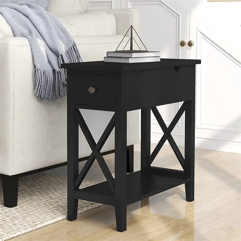 Material Flip Top Narrow End Table - 11D x 23.5W x 24H