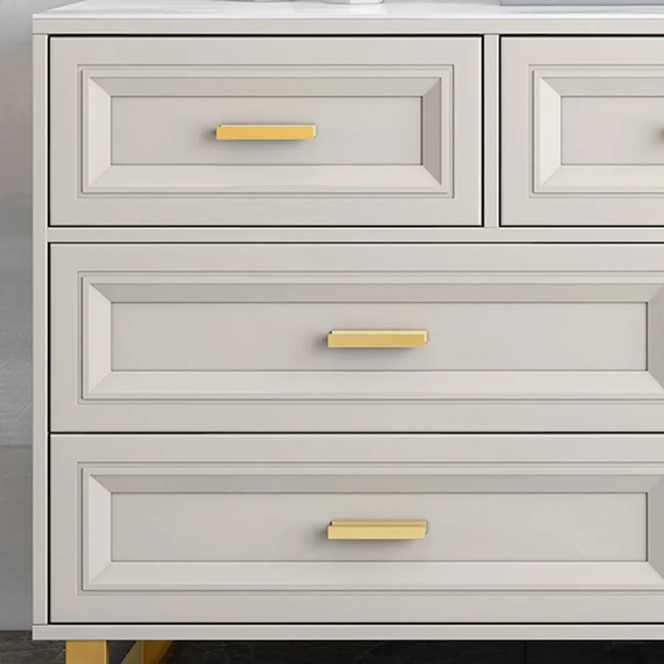 Glam Grey Wooden Combo Dresser with 7-Drawers