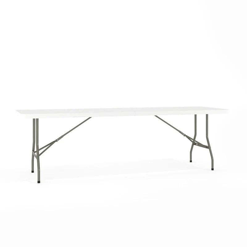 30W x 96L Bi-Fold Granite White Plastic Event Table with Carrying Handle