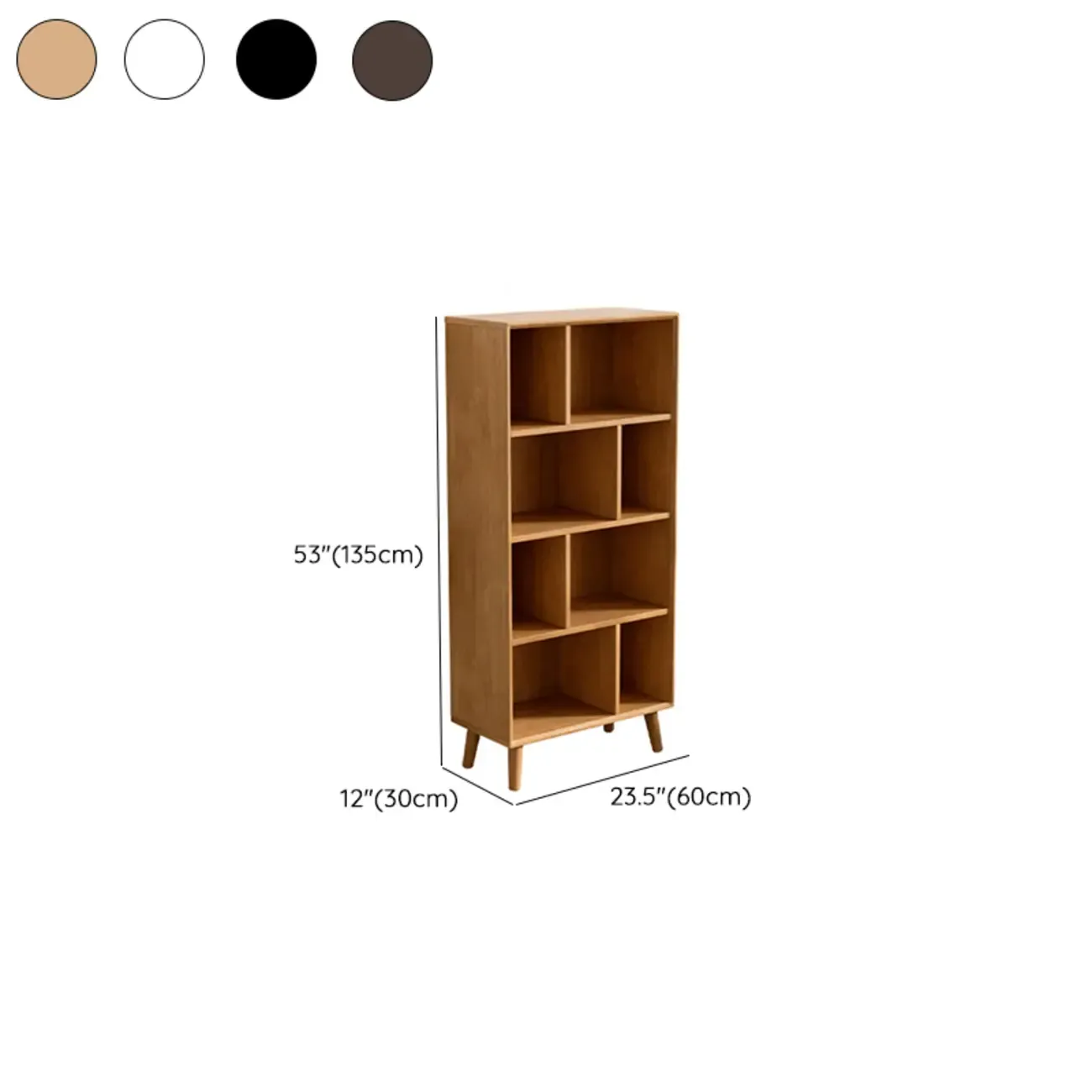 Modern Black Rubberwood Open Rectangle Bookcase