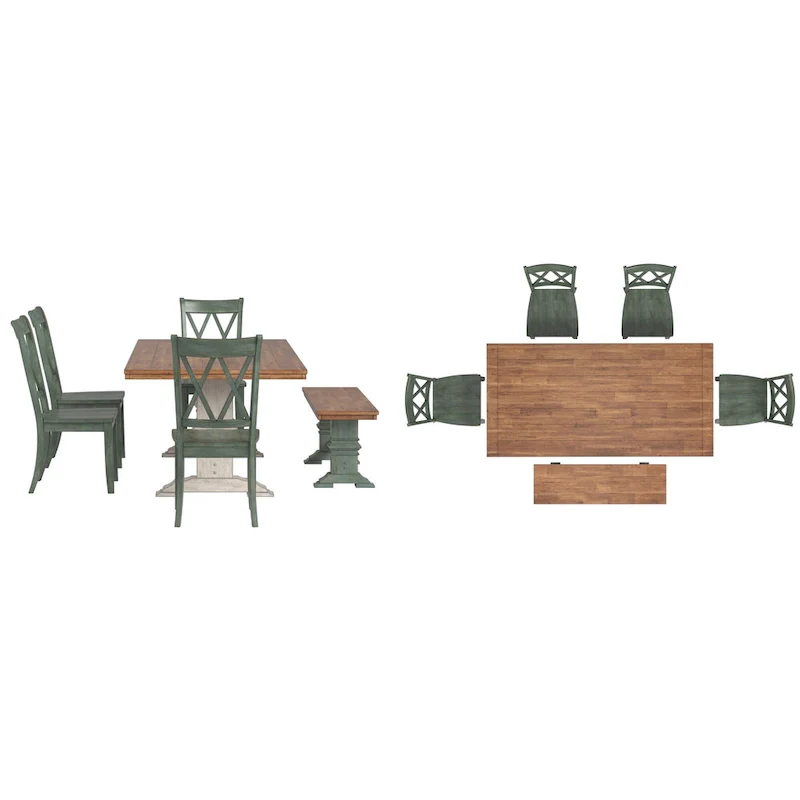 Ronda 78.7 Rectangular Solid Wood Top Dining Set with X-Back Chairs
