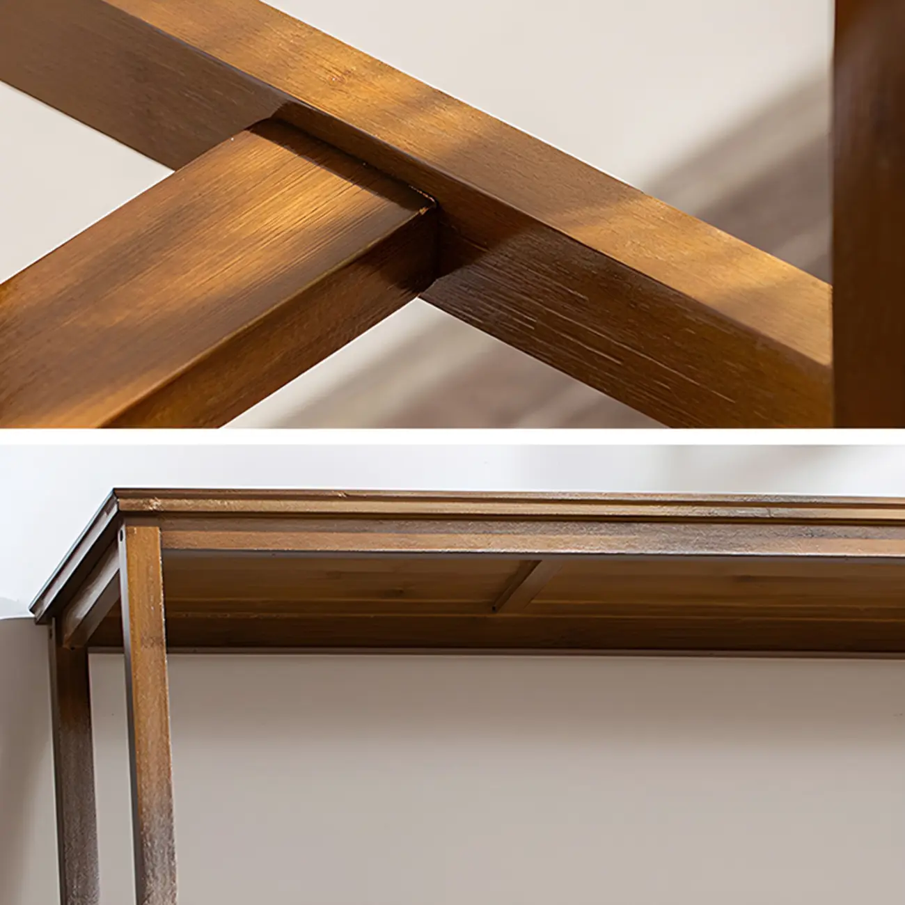 Modern Natural Finish Wooden Fixed Top Footrest Bar Tables