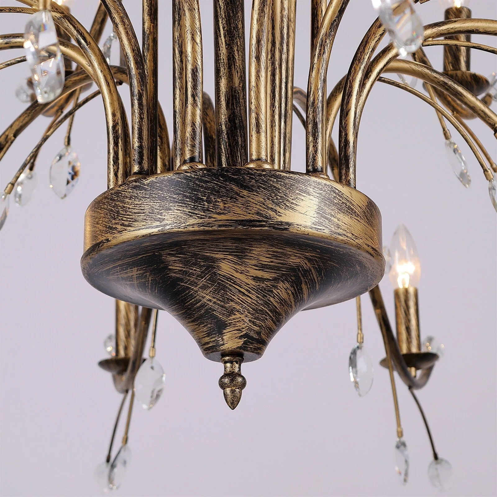 Farmhouse Retro Tree Branch Crystal Chandelier Candle-Style Pendant Light