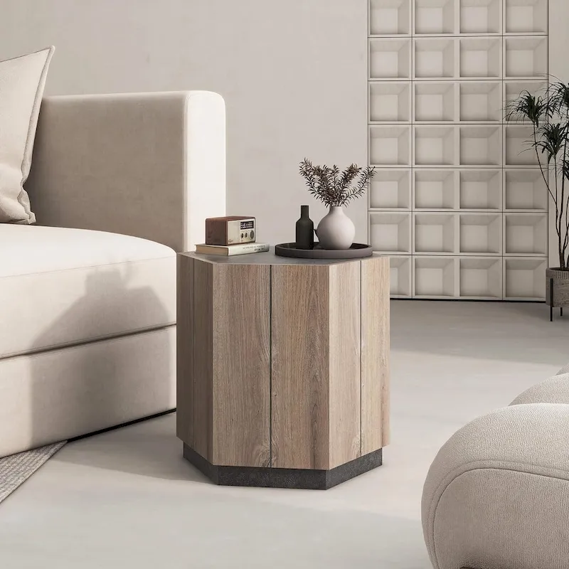 Hexagonal Coffee Table, Scratch Resistant Center Table with Drawers