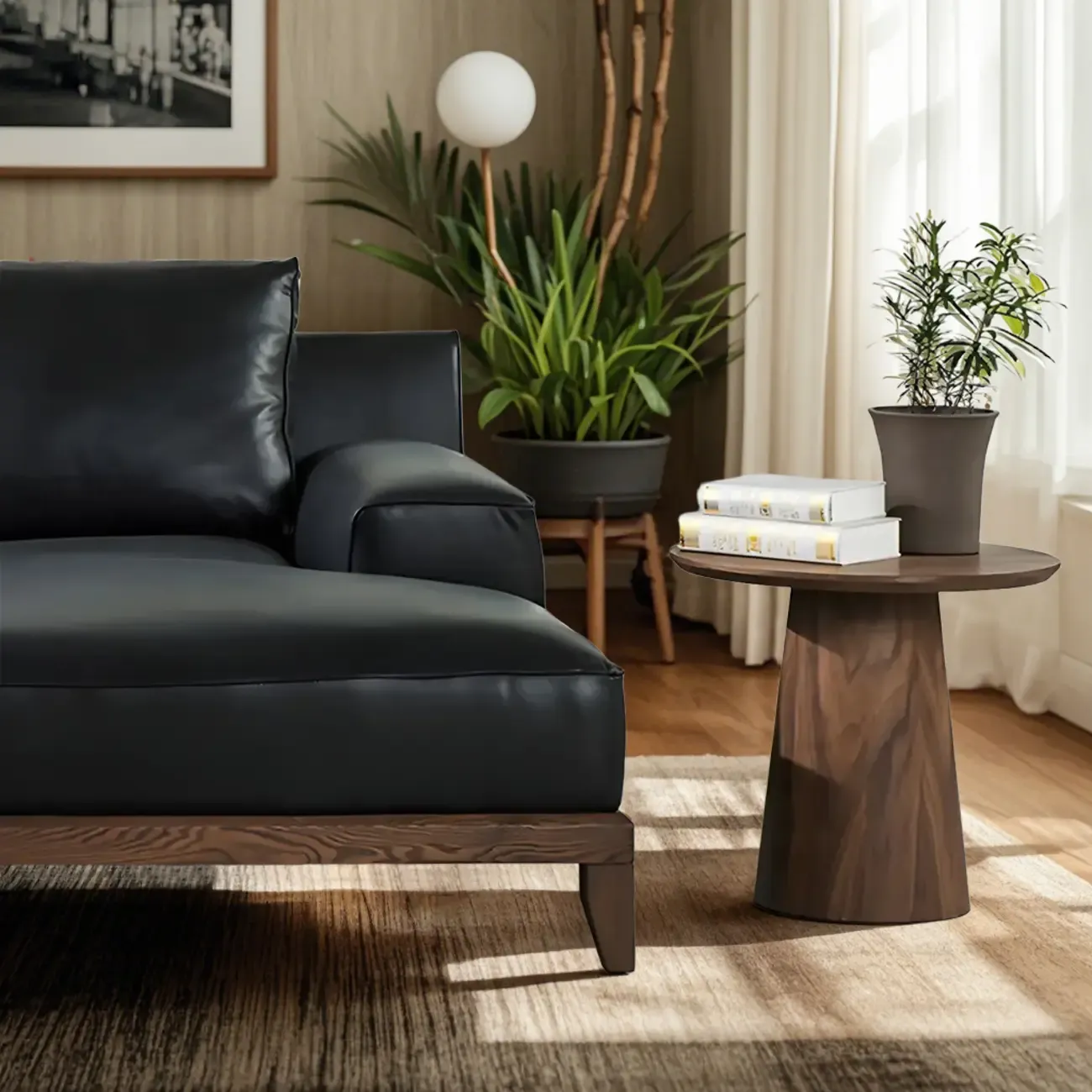 Dark Walnut Elegant Round Wood Coffee Table