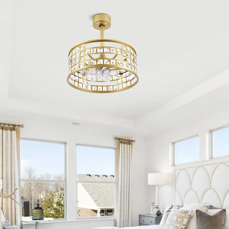 GetLedel 18-in Crystal Chandelier Ceiling Fan with Remote and Light - 18