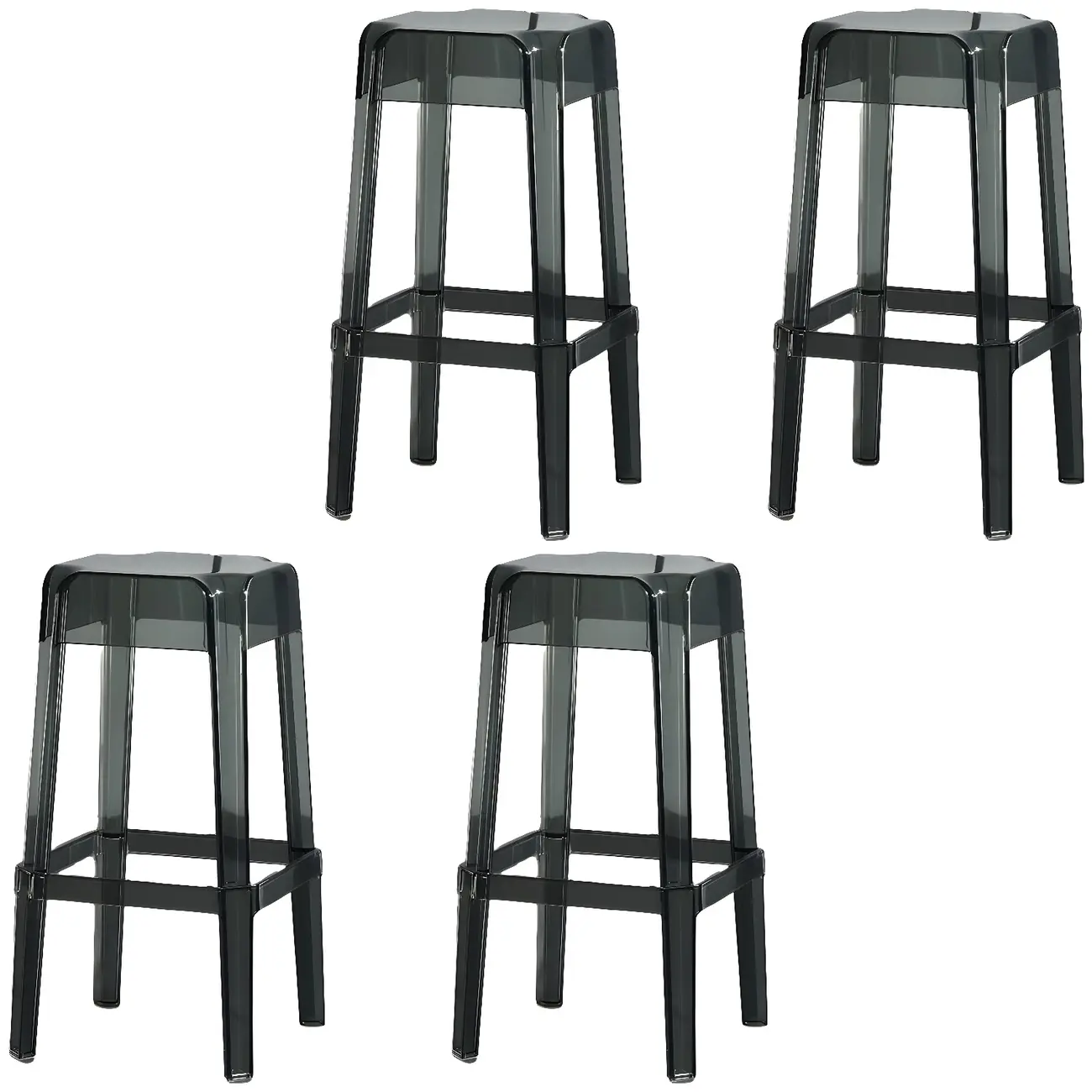 Modern Acrylic Four Legs Square Counter Bar Stool