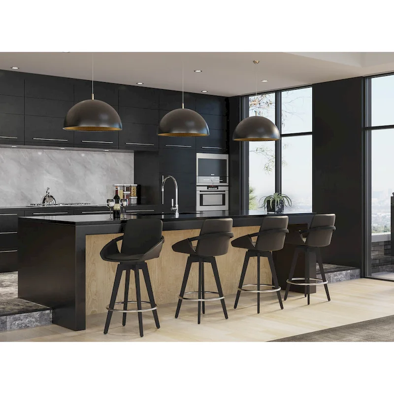 Carson Carrington Pugo Fixed-Height Counter Stool with Black Wood Base (Set of 2)