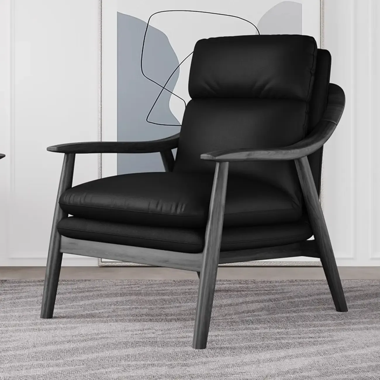 Brown Genuine Leather Living Room Upholstered Arm Chair