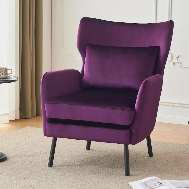 Stylish Wing Back Velvet Accent Chair by Christopher Knight Home