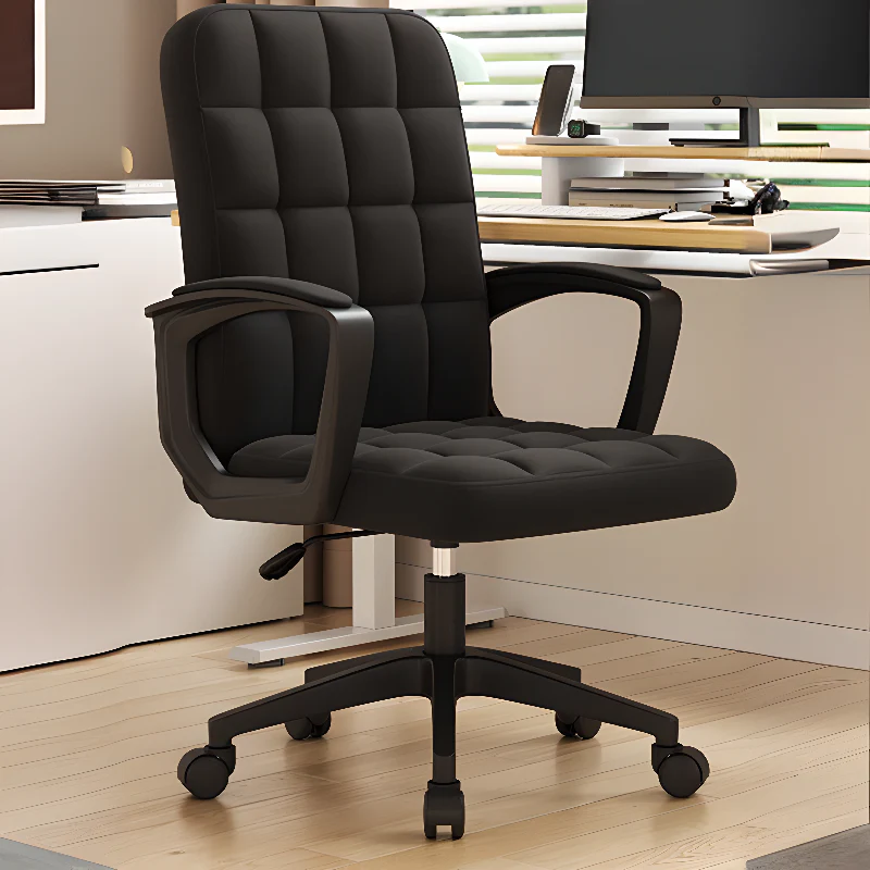 Modern Black Faux Leather Adjustable Swivel Office Chair