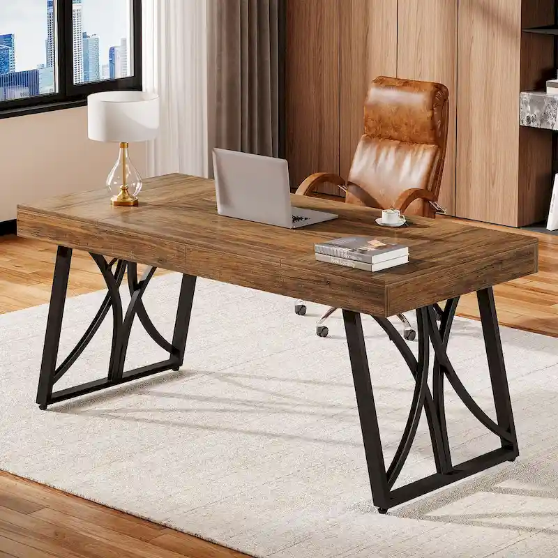 63-Inch Executive Desk, Industrial Large Computer Desk