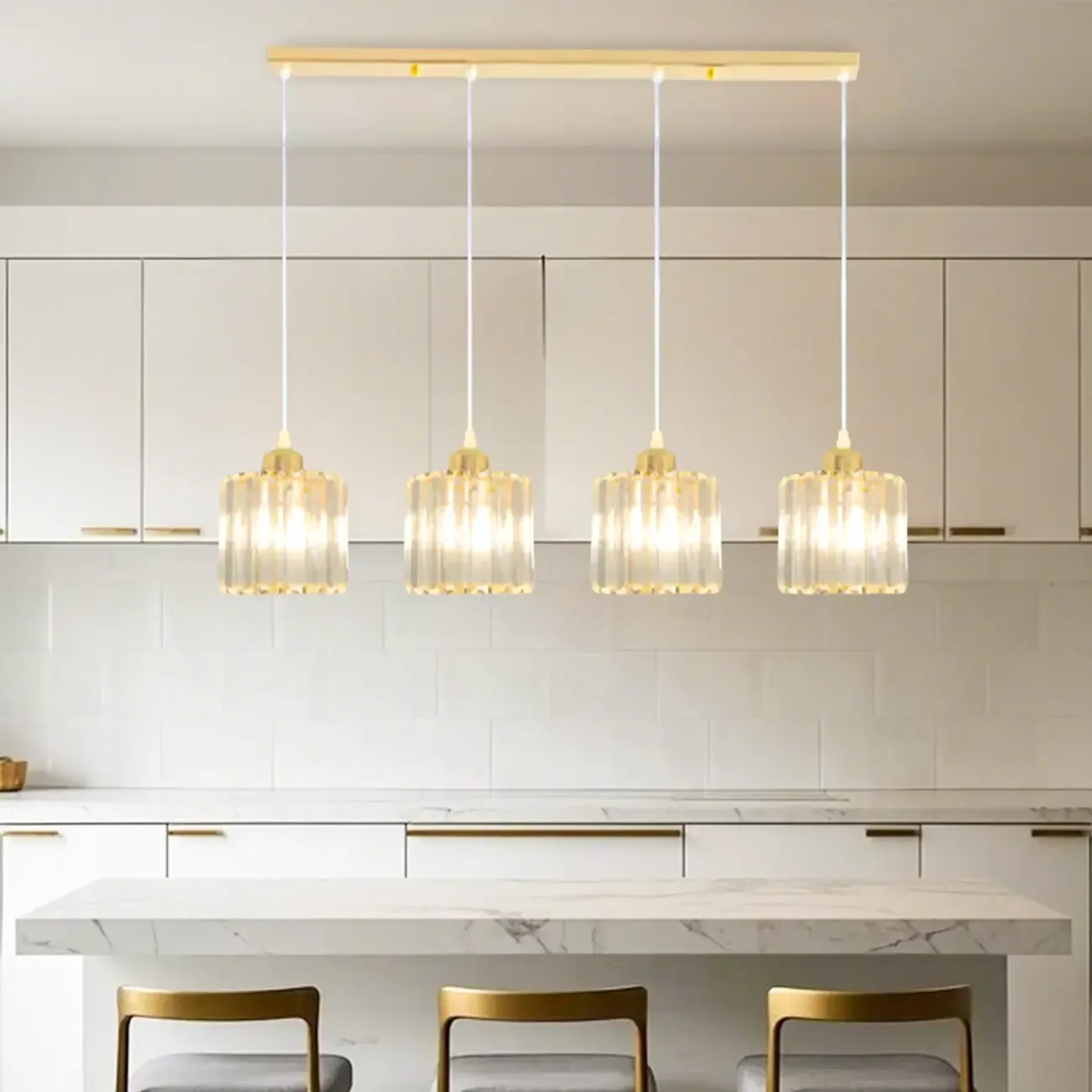 Geometric Gold Glass Pendant Light for Kitchen